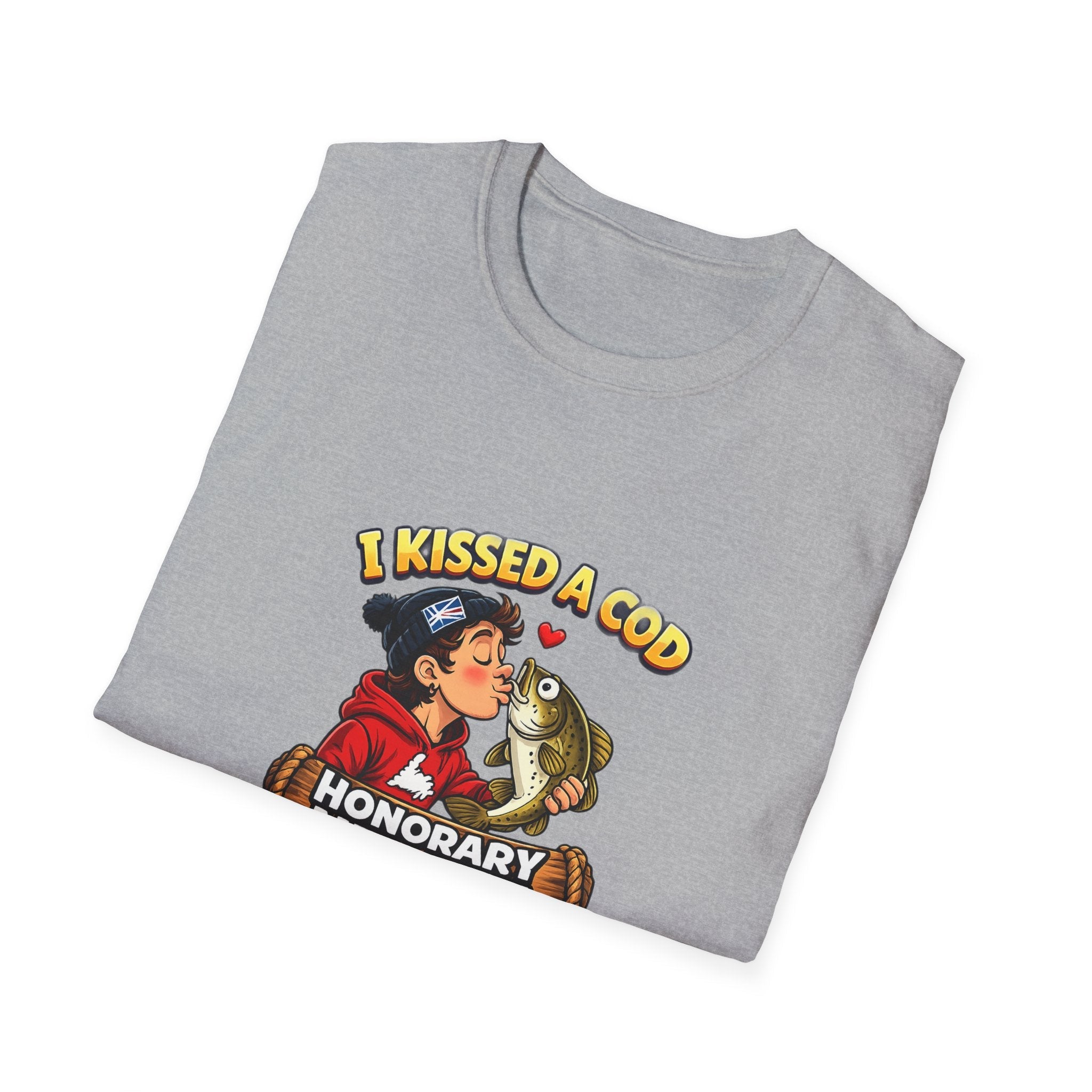 Honorary Newfie T-Shirt — bold Honorary Newfie humor shirt, warehouse backdrop