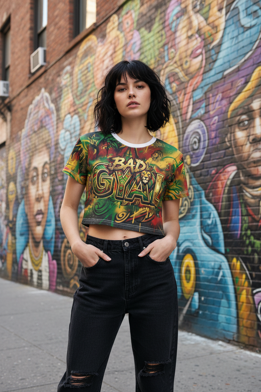 Bad Gyal Jamician - Crop Tee (AOP)