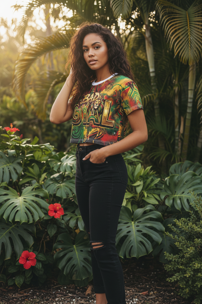Bad Gyal Jamician - Crop Tee (AOP)
