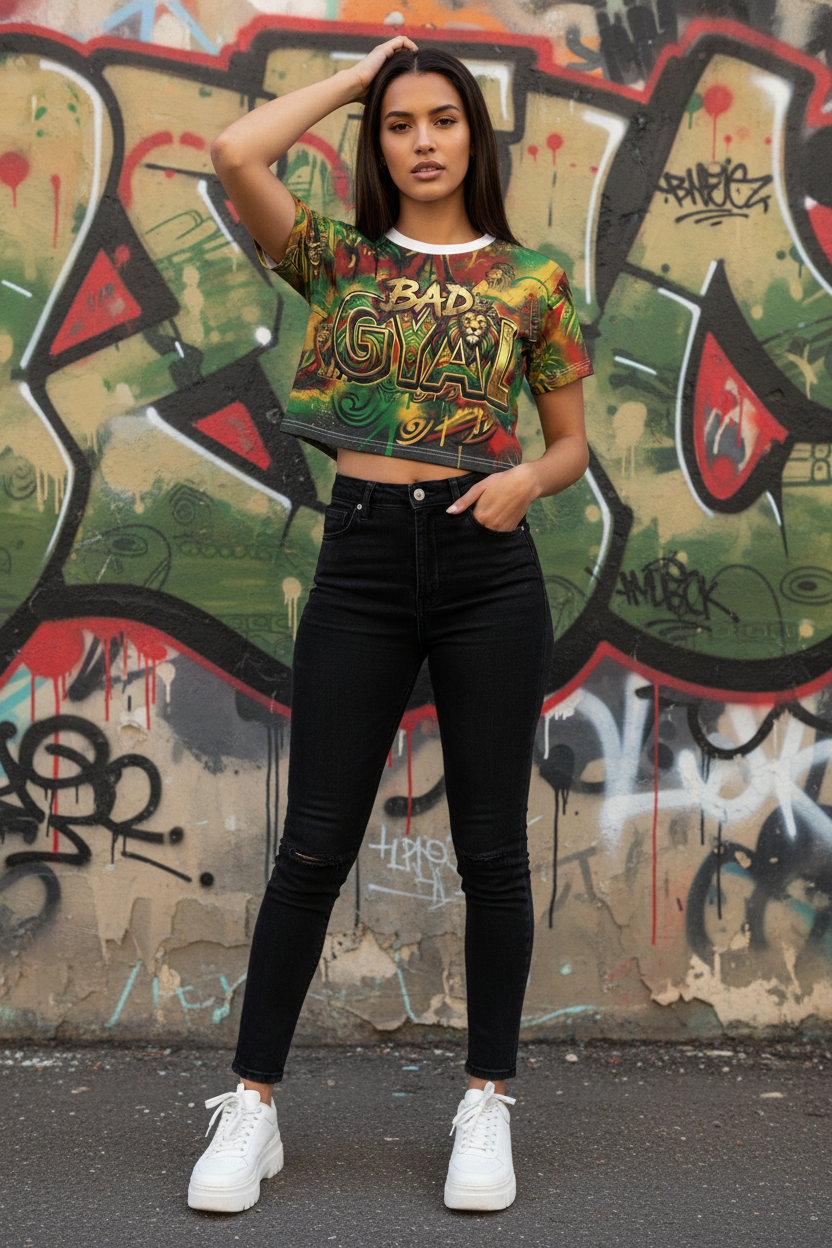 Bad Gyal Jamician - Crop Tee (AOP)