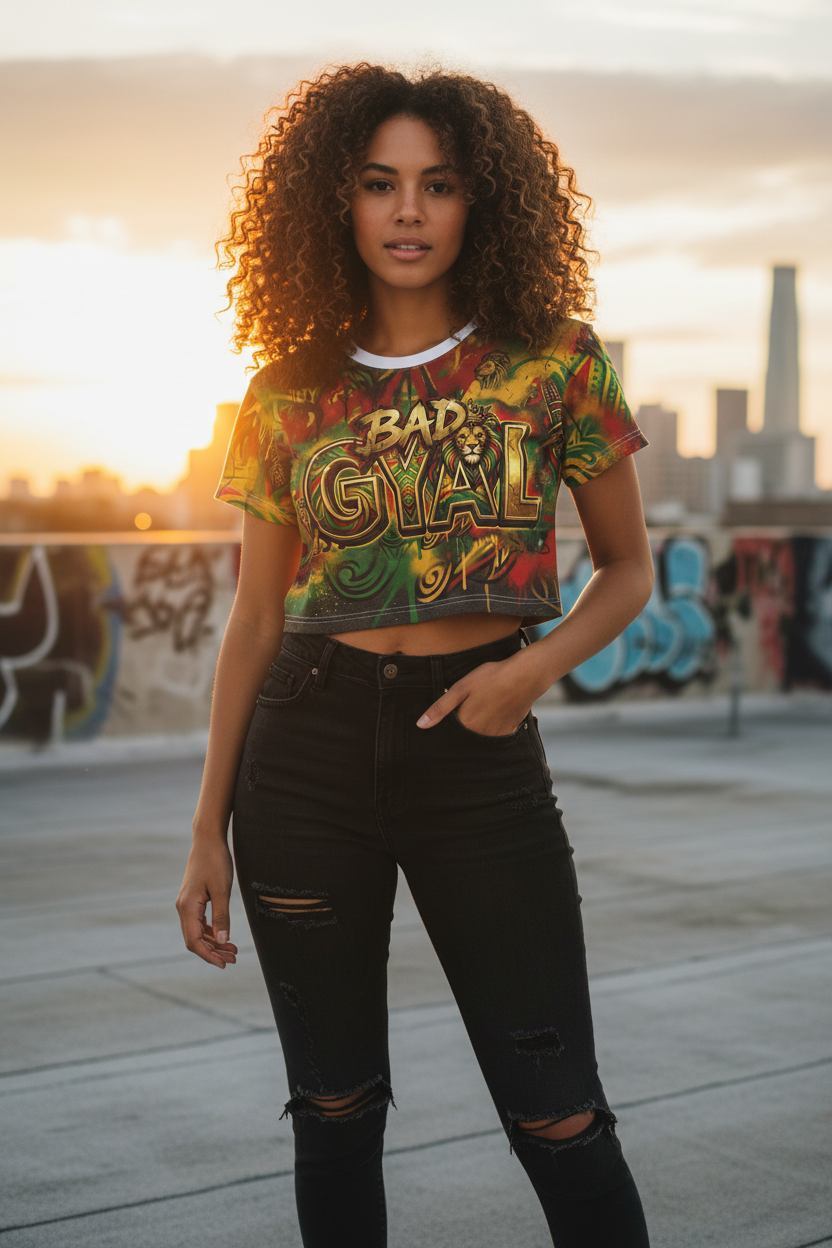 Bad Gyal Jamician - Crop Tee (AOP)