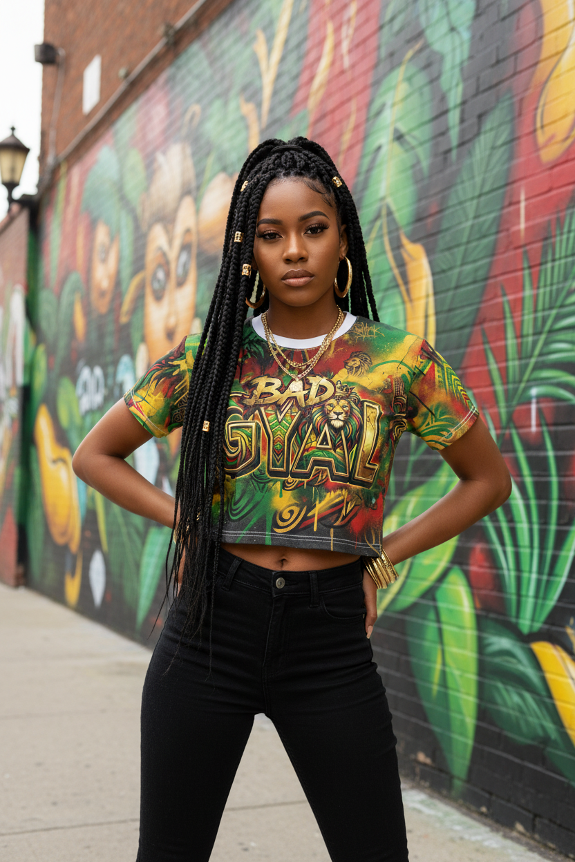 Bad Gyal Jamician - Crop Tee (AOP)