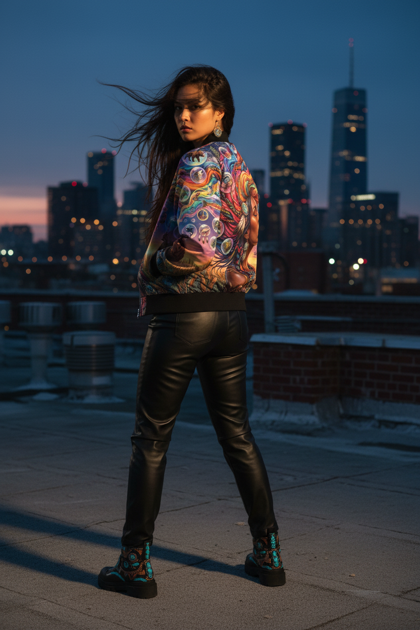 Native Women Spreading Seeds Of Knowledge Women's Bomber Jacket (AOP)