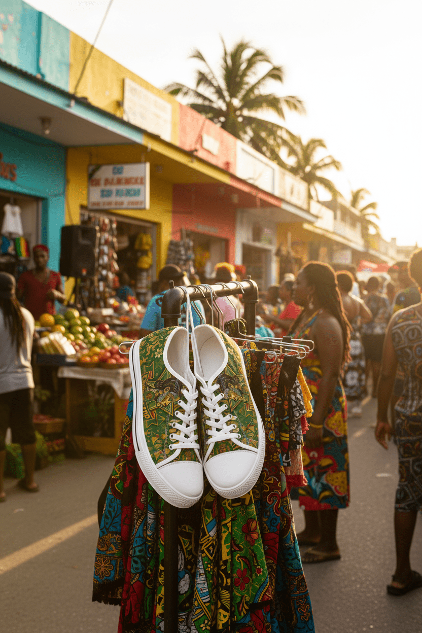 Jamaica Blessed Journey Women's Low Top SneakersEmber Spirit Apparel