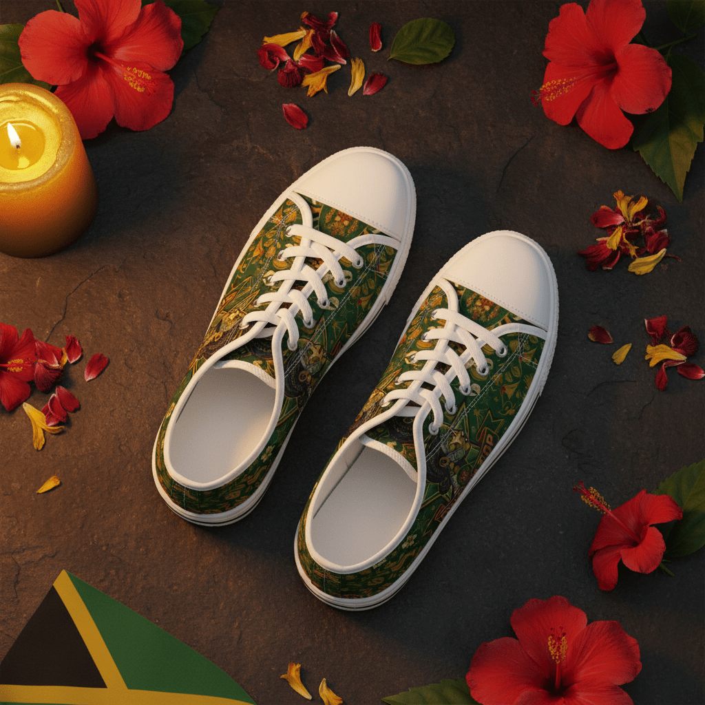 Jamaica Blessed Journey Women's Low Top SneakersEmber Spirit Apparel