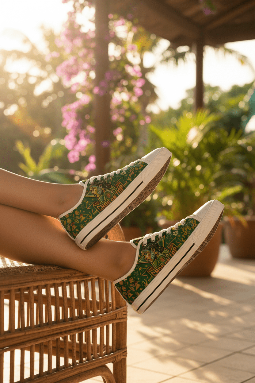 Jamaica Blessed Journey Women's Low Top SneakersEmber Spirit Apparel