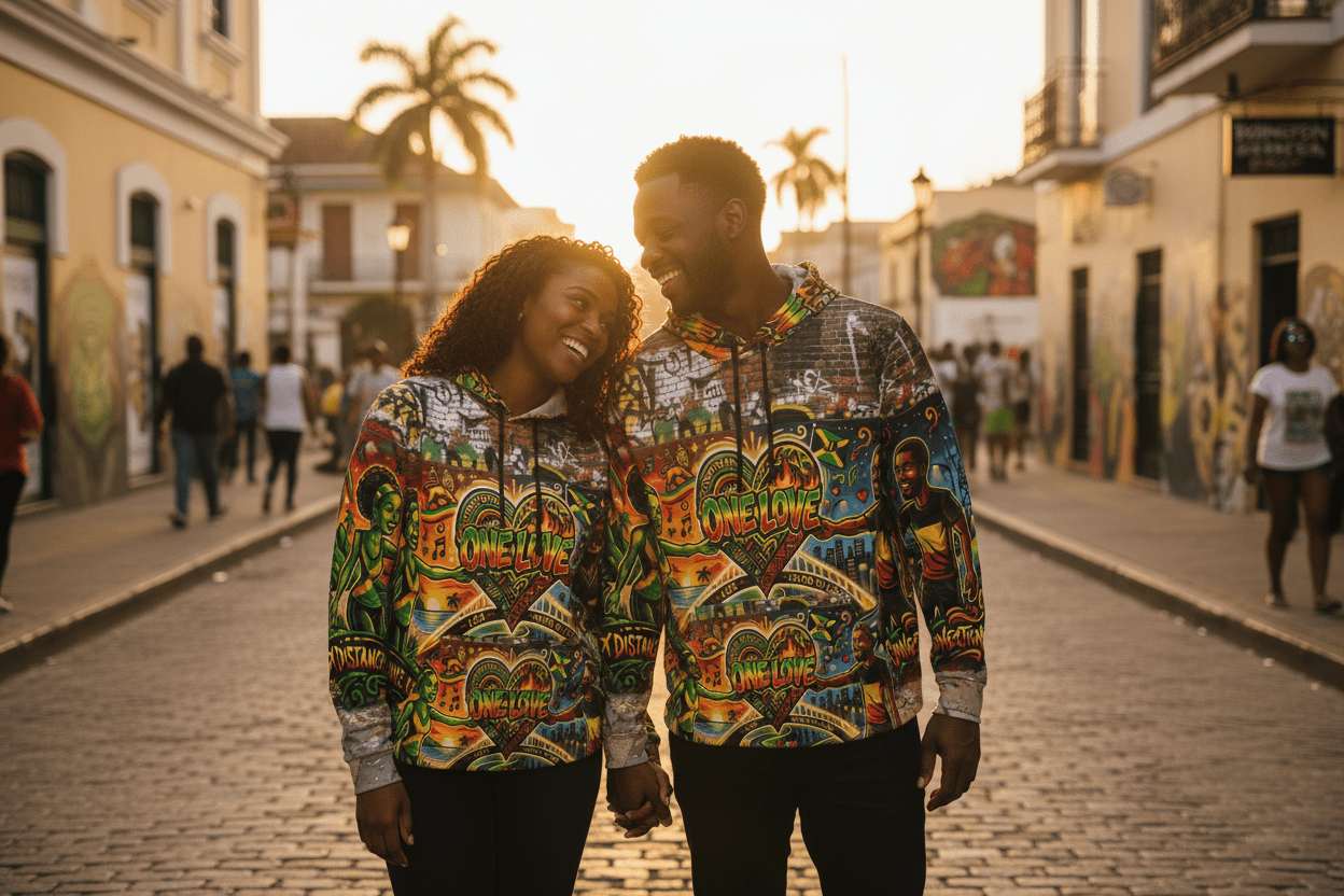Jamaica One Love - Athletic Hoodie (AOP)Ember Spirit Apparel