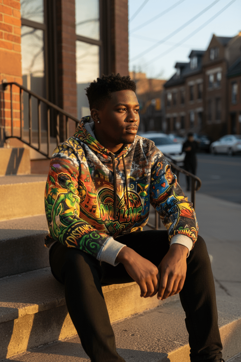 Jamaica One Love - Athletic Hoodie (AOP)Ember Spirit Apparel