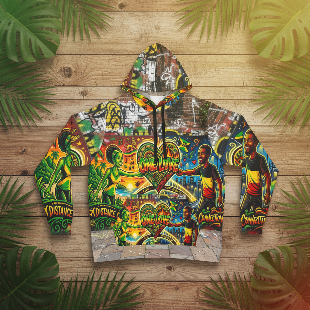 Jamaica One Love - Athletic Hoodie (AOP)Ember Spirit Apparel