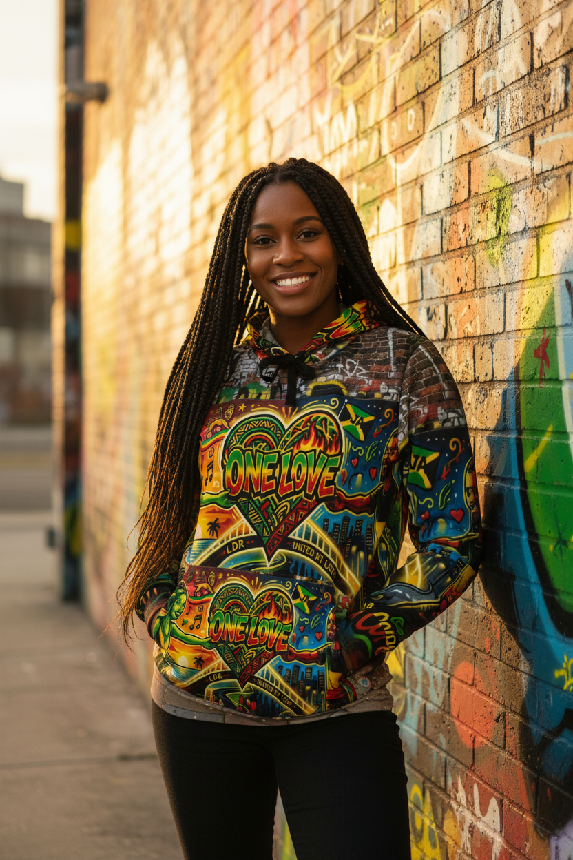 Jamaica One Love - Athletic Hoodie (AOP)Ember Spirit Apparel
