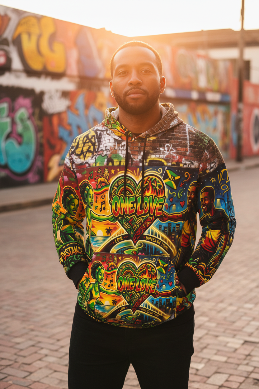 Jamaica One Love - Athletic Hoodie (AOP)Ember Spirit Apparel