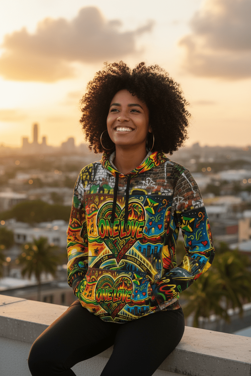 Jamaica One Love - Athletic Hoodie (AOP)Ember Spirit Apparel