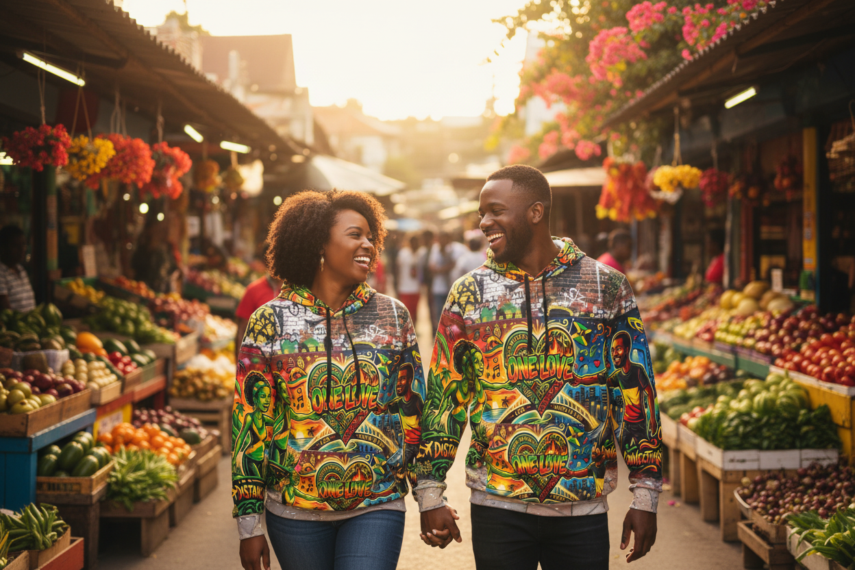 Jamaica One Love - Athletic Hoodie (AOP)Ember Spirit Apparel