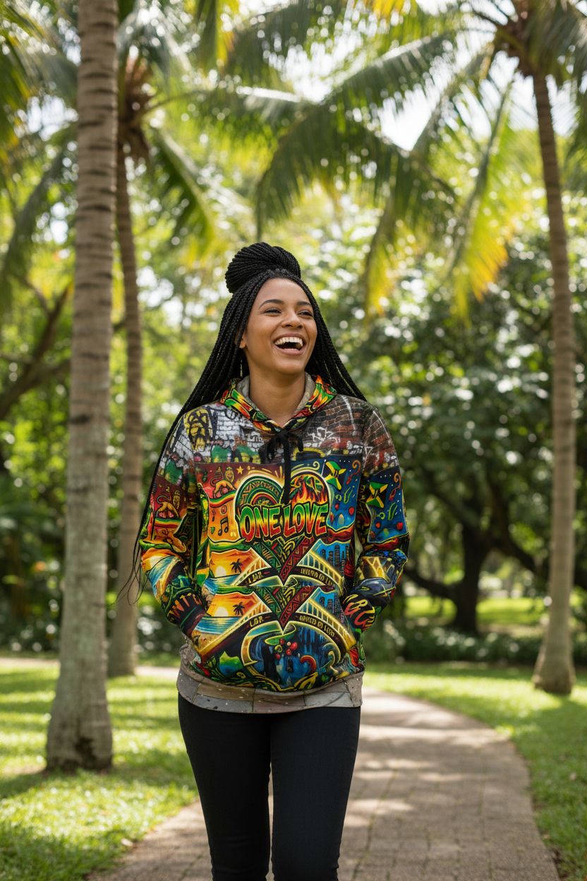 Jamaica One Love - Athletic Hoodie (AOP)Ember Spirit Apparel
