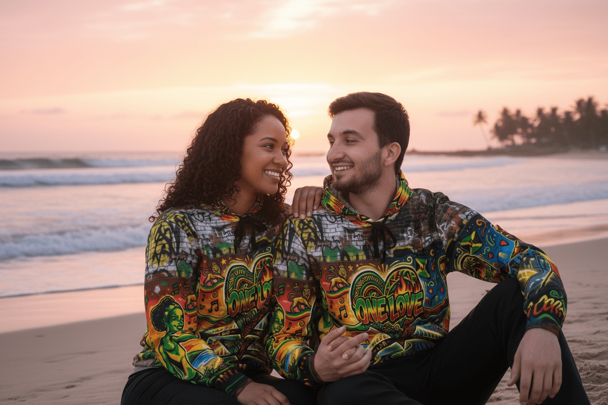 Jamaica One Love - Athletic Hoodie (AOP)Ember Spirit Apparel