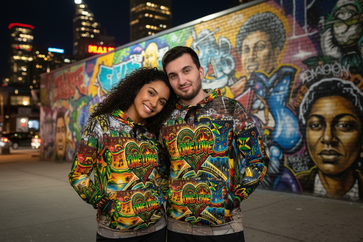 Jamaica One Love - Athletic Hoodie (AOP)Ember Spirit Apparel