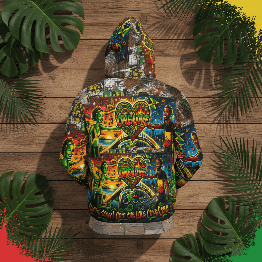 Jamaica One Love - Athletic Hoodie (AOP)Ember Spirit Apparel