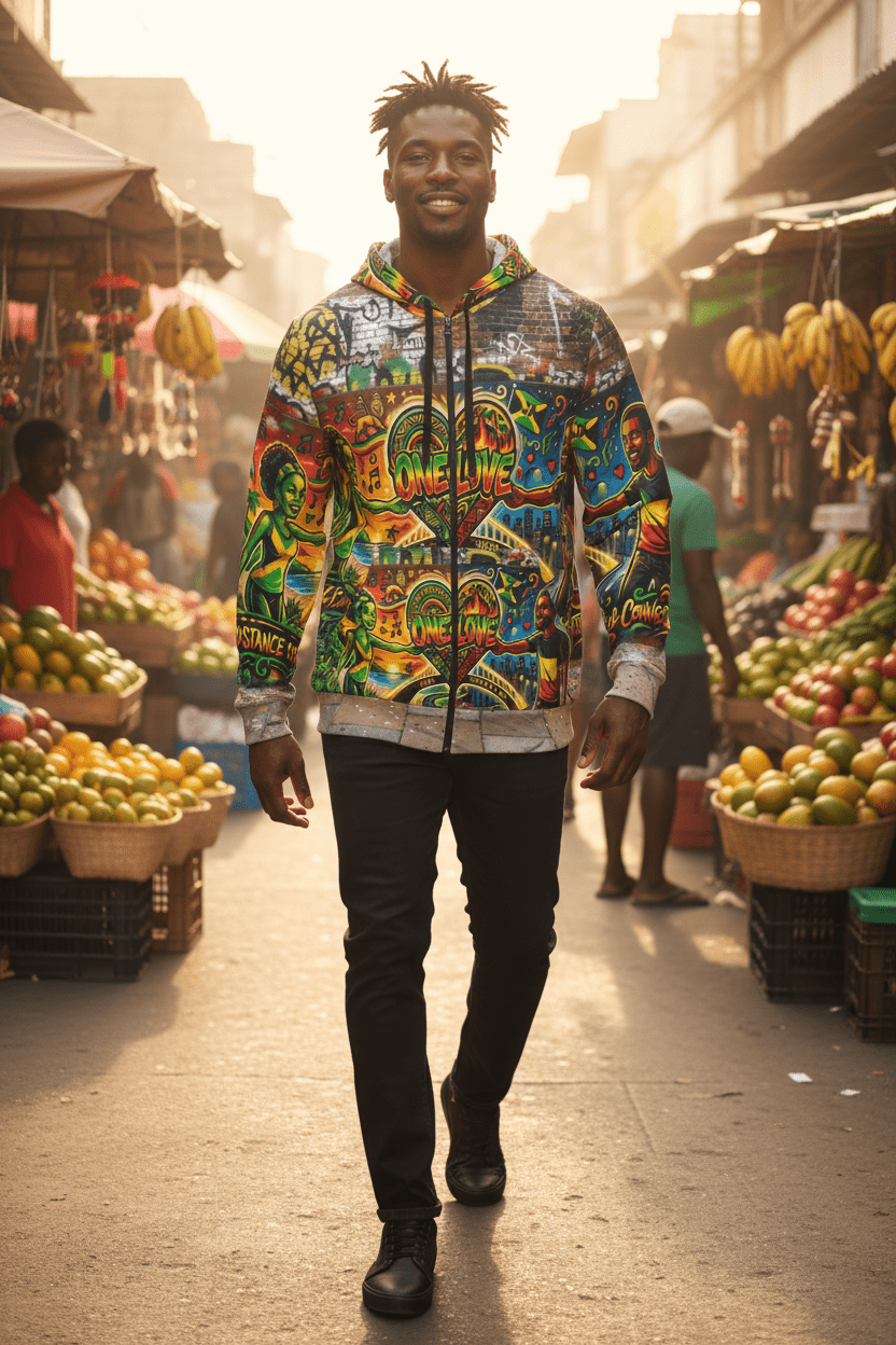Jamaica One Love - Athletic Hoodie (AOP)Ember Spirit Apparel
