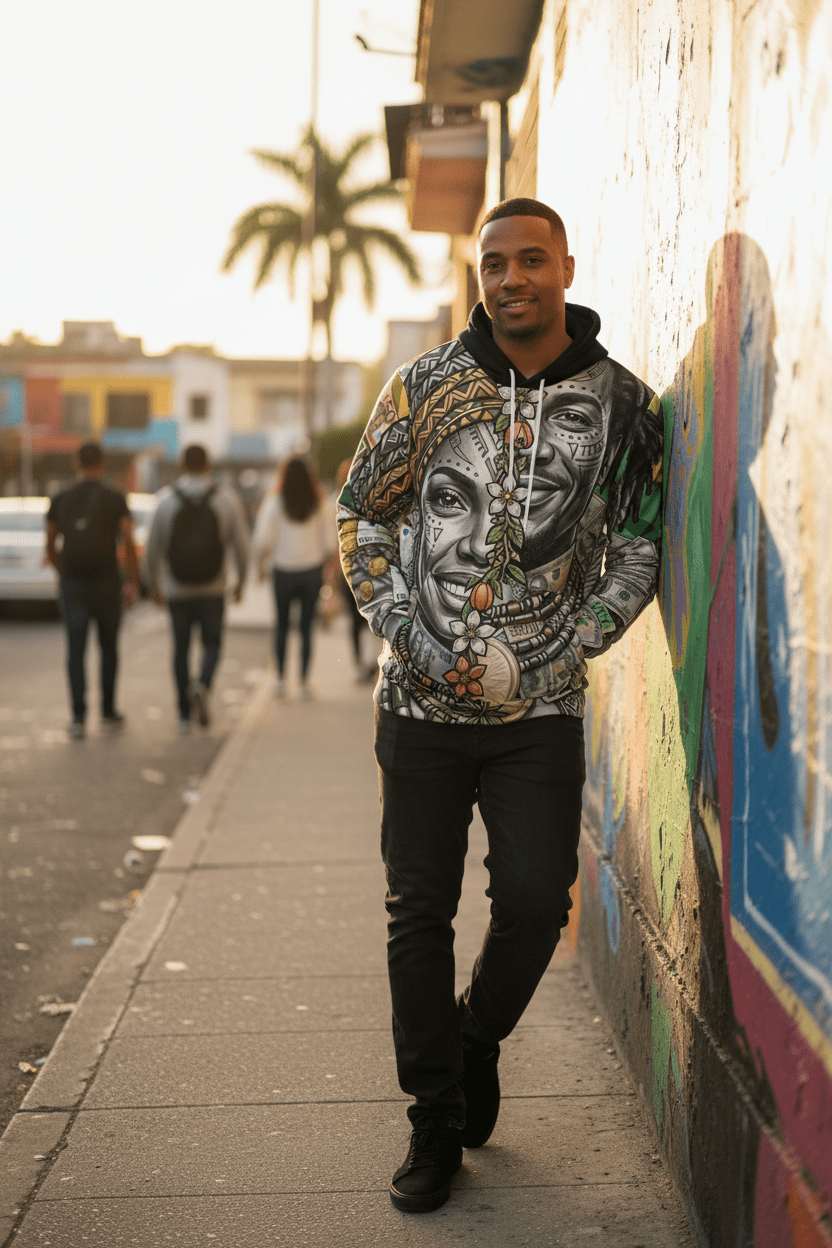 Jamaican Balance Hoodie — Masculine & Feminine Unity DesignEmber Spirit Apparel