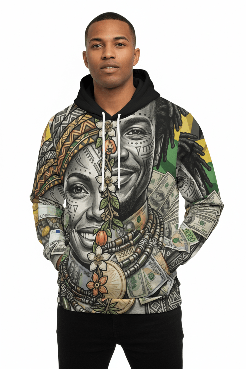 Jamaican Balance Hoodie — Masculine & Feminine Unity DesignEmber Spirit Apparel