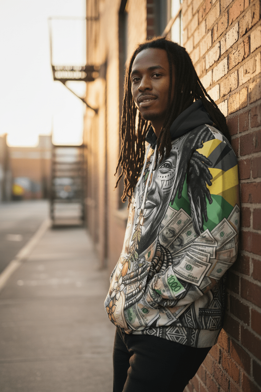 Jamaican Balance Hoodie — Masculine & Feminine Unity DesignEmber Spirit Apparel