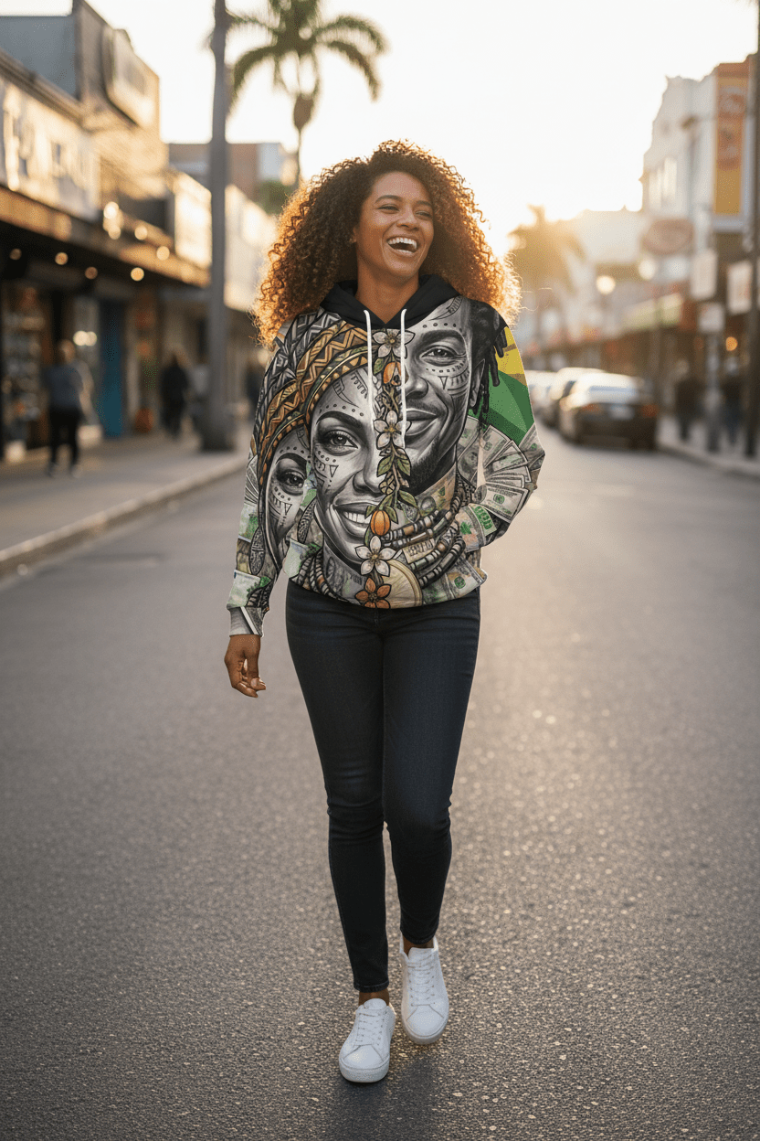Jamaican Balance Hoodie — Masculine & Feminine Unity DesignEmber Spirit Apparel