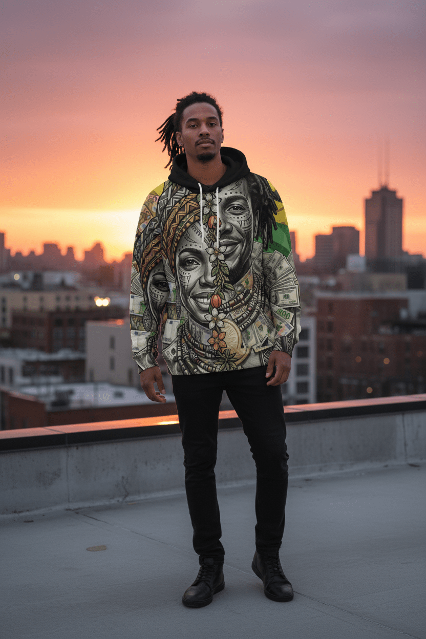 Jamaican Balance Hoodie — Masculine & Feminine Unity DesignEmber Spirit Apparel