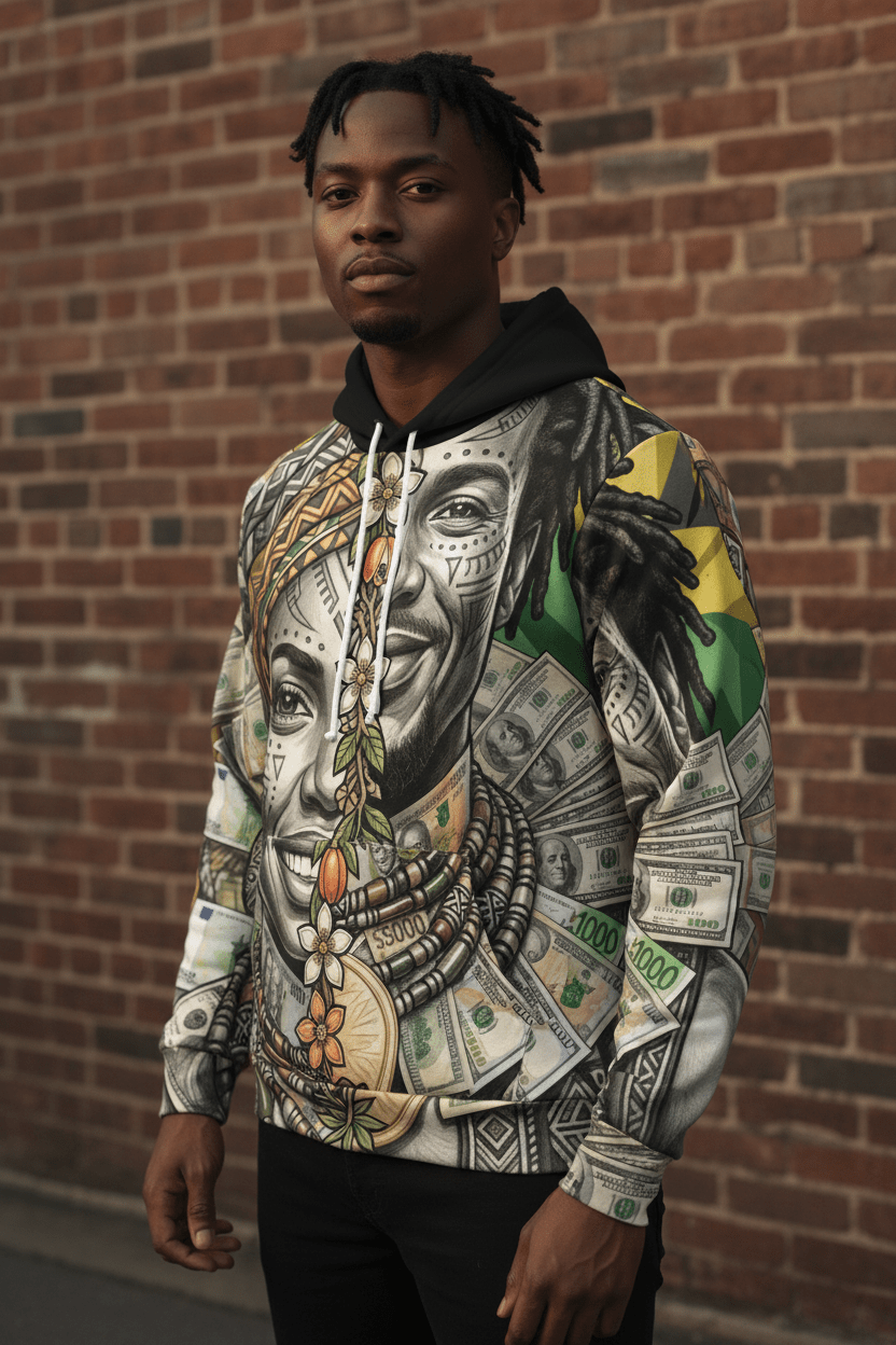 Jamaican Balance Hoodie — Masculine & Feminine Unity DesignEmber Spirit Apparel