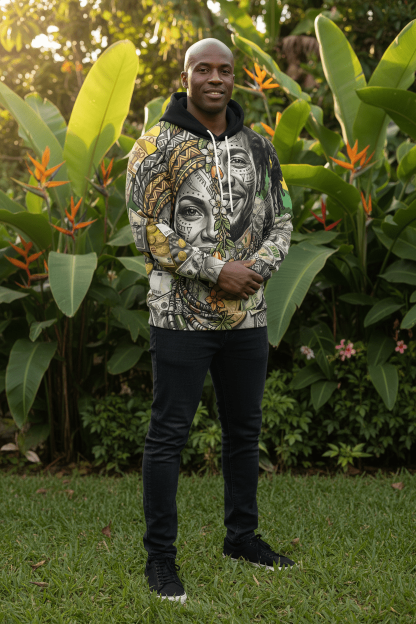 Jamaican Balance Hoodie — Masculine & Feminine Unity DesignEmber Spirit Apparel