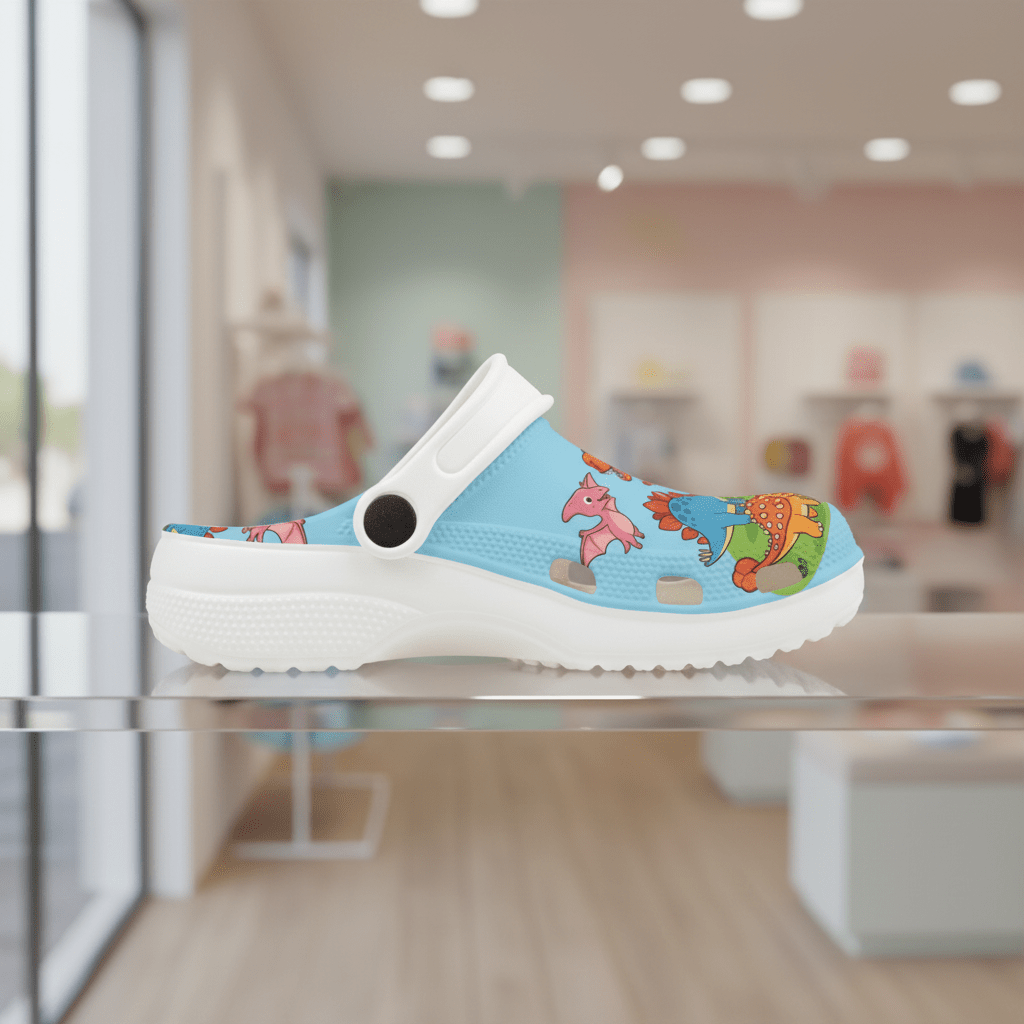 Kids Foam Clogs - Colorful Dinosaur Pond All - Over PrintEmber Spirit Apparel