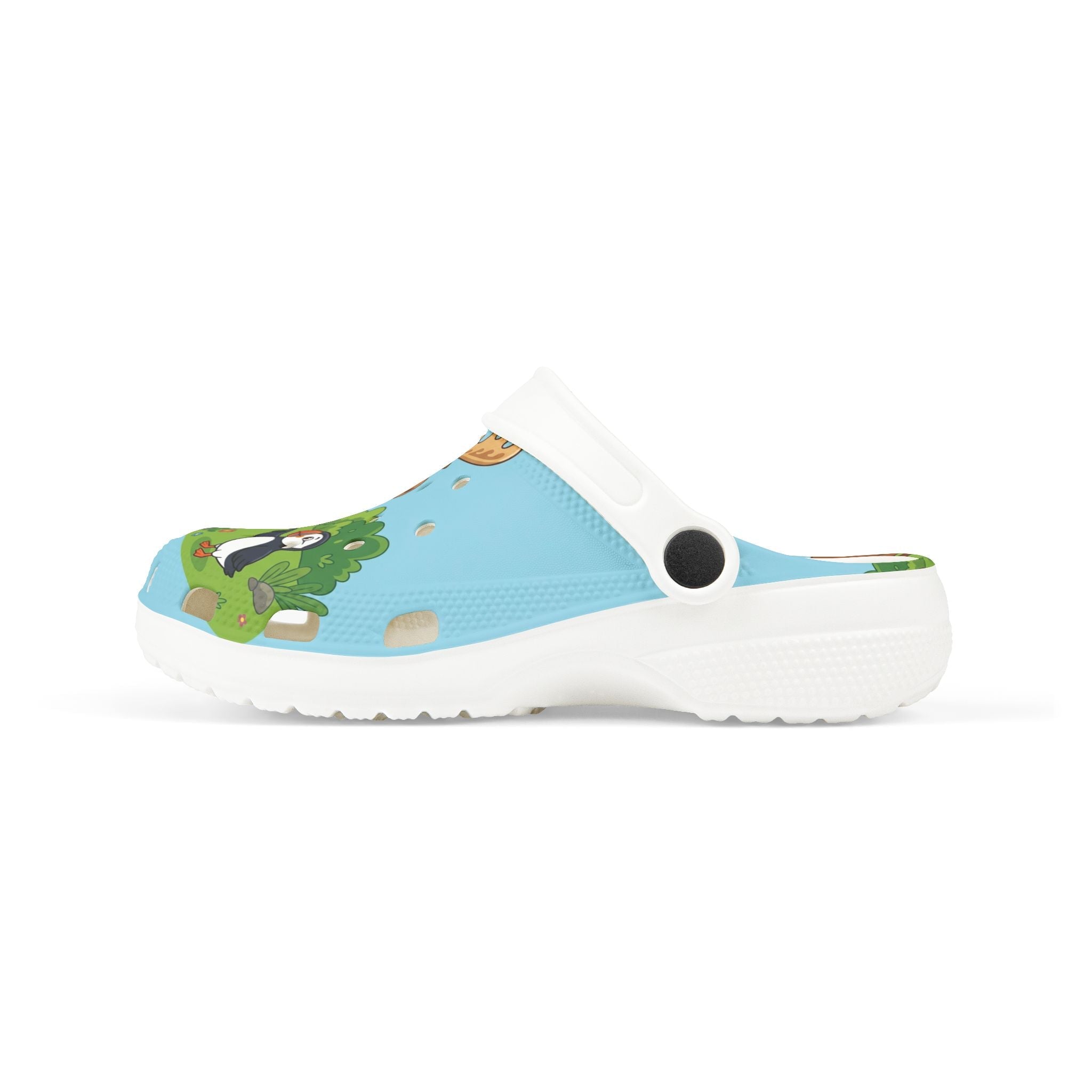 Kids Foam Clogs — Cute Moose & Puffin All - Over Print (Blue)Ember Spirit Apparel