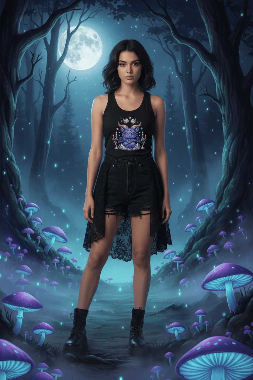 Lilith Batty Gothic Bat Witch Racerback Tank TopEmber Spirit Apparel