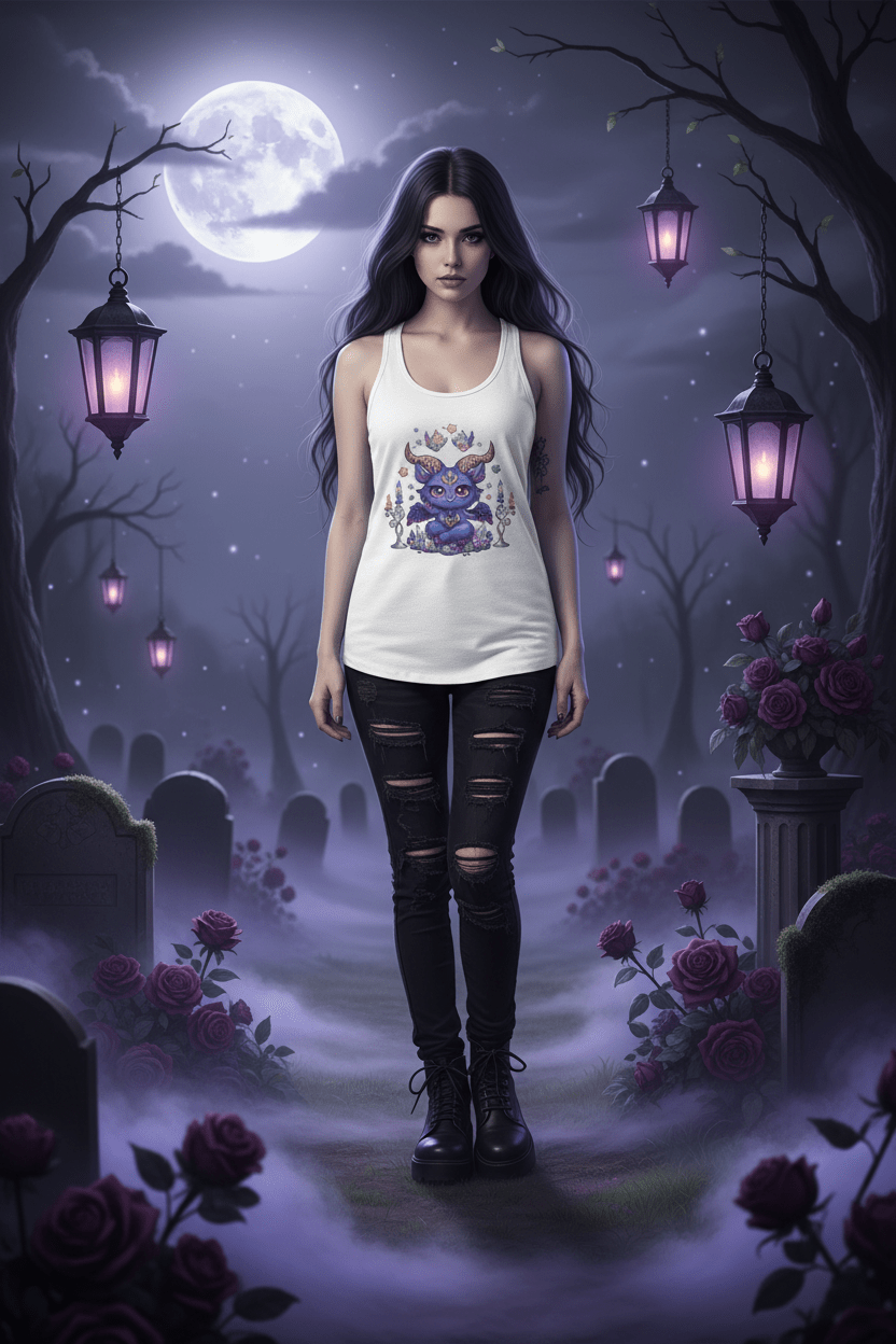Lilith Batty Gothic Bat Witch Racerback Tank TopEmber Spirit Apparel