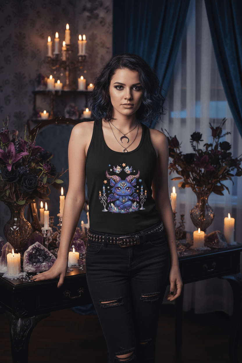 Lilith Batty Gothic Bat Witch Racerback Tank TopEmber Spirit Apparel