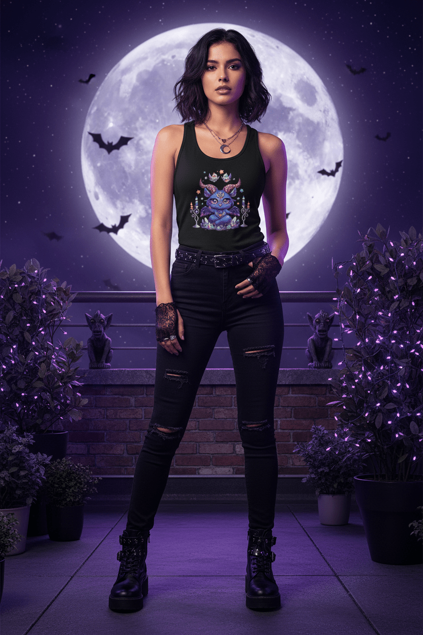 Lilith Batty Gothic Bat Witch Racerback Tank TopEmber Spirit Apparel