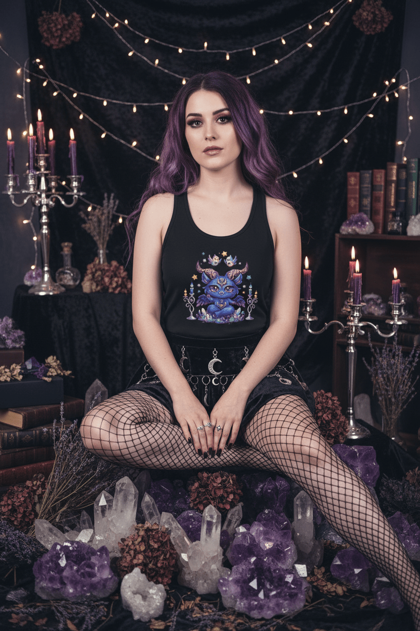 Lilith Batty Gothic Bat Witch Racerback Tank TopEmber Spirit Apparel