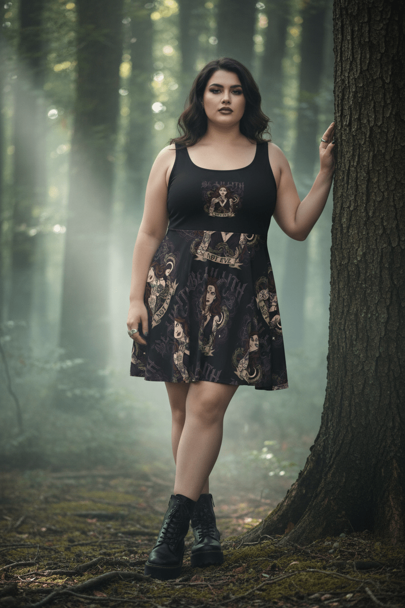 Dark alternative dress — mid-thigh asymmetrical skirt — Ember Spirit Apparel