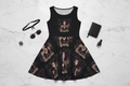 Lilith alternative skater dress — goth grunge all-over print — Ember Spirit Apparel