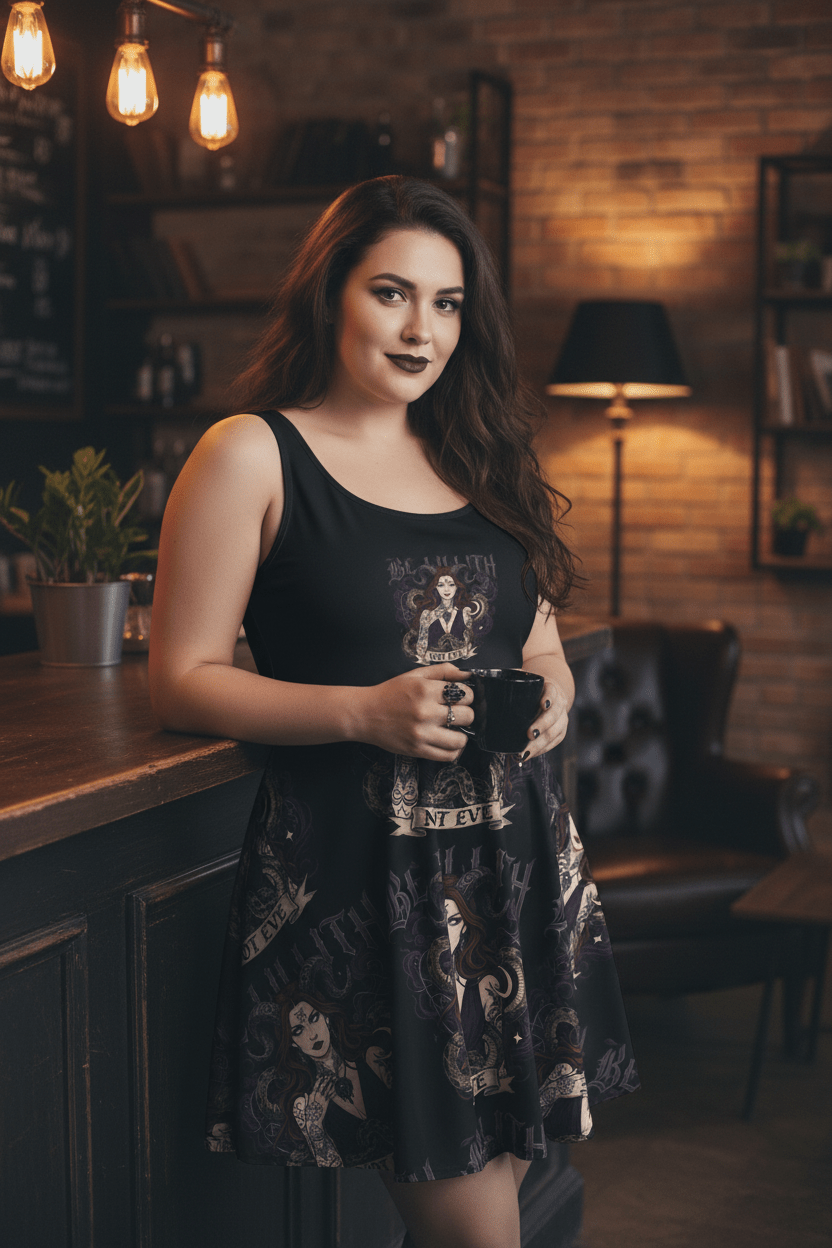 Lillith Goth Grunge Women's Skater Dress — Alternative Summer AOPEmber Spirit Apparel