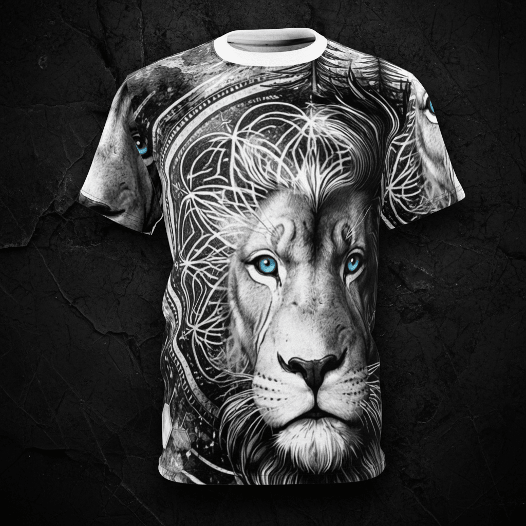 Lion Spirit All - Over Print Tee — Mystic Blue - Eyed Lion DesignEmber Spirit Apparel