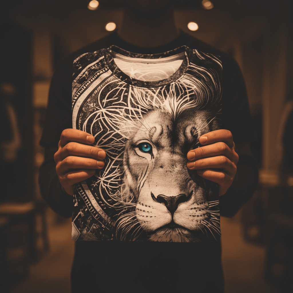 Lion Spirit All - Over Print Tee — Mystic Blue - Eyed Lion DesignEmber Spirit Apparel