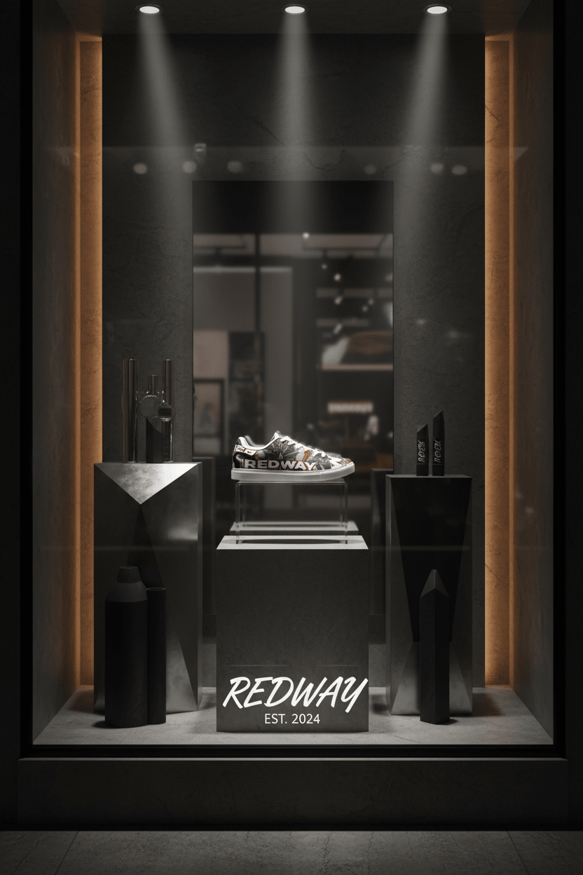 Low-Top Sneakers — Bold 'REDWAY' Graphic Leather ShoesEmber Spirit Apparel