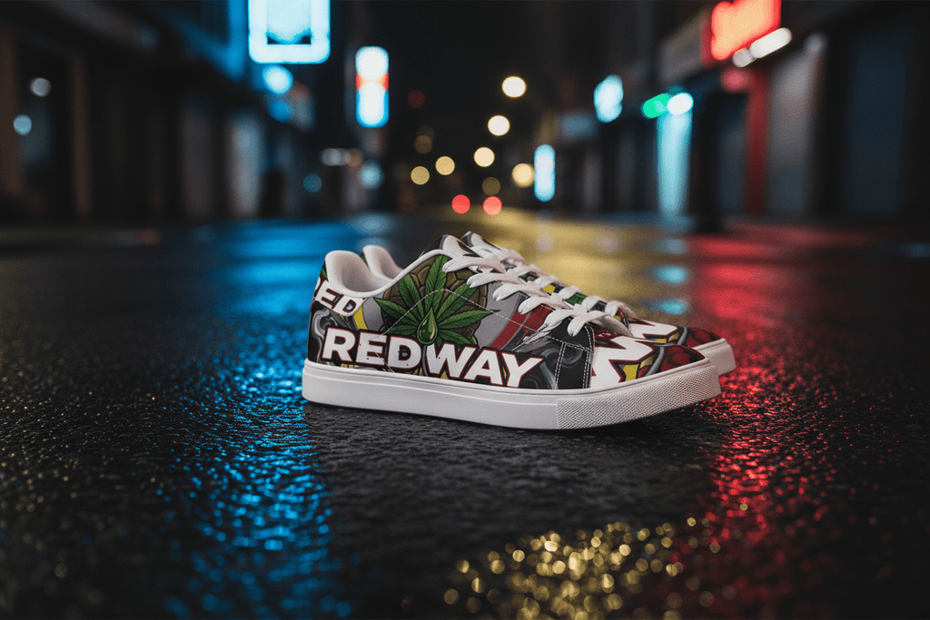 Low - Top Sneakers — Bold 'REDWAY' Graphic Leather ShoesEmber Spirit Apparel
