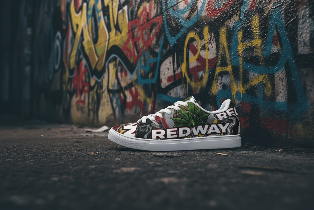 Low - Top Sneakers — Bold 'REDWAY' Graphic Leather ShoesEmber Spirit Apparel