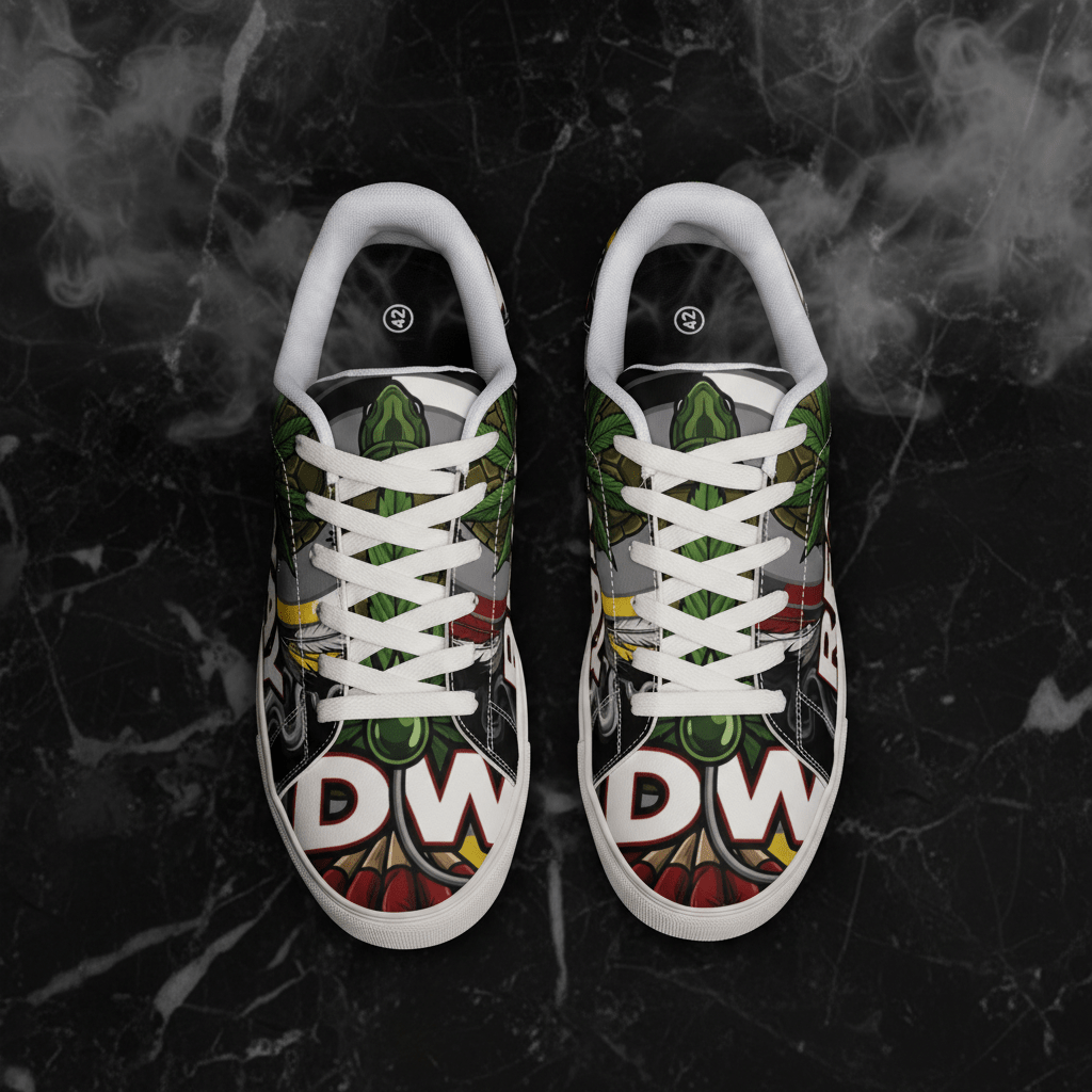 Low - Top Sneakers — Bold 'REDWAY' Graphic Leather ShoesEmber Spirit Apparel