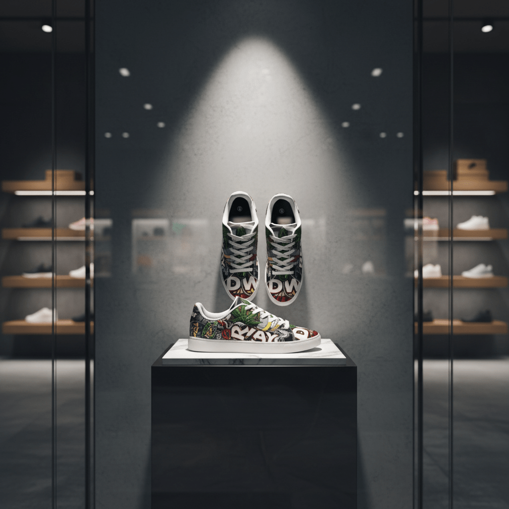 Low-Top Sneakers — Bold 'REDWAY' Graphic Leather ShoesEmber Spirit Apparel