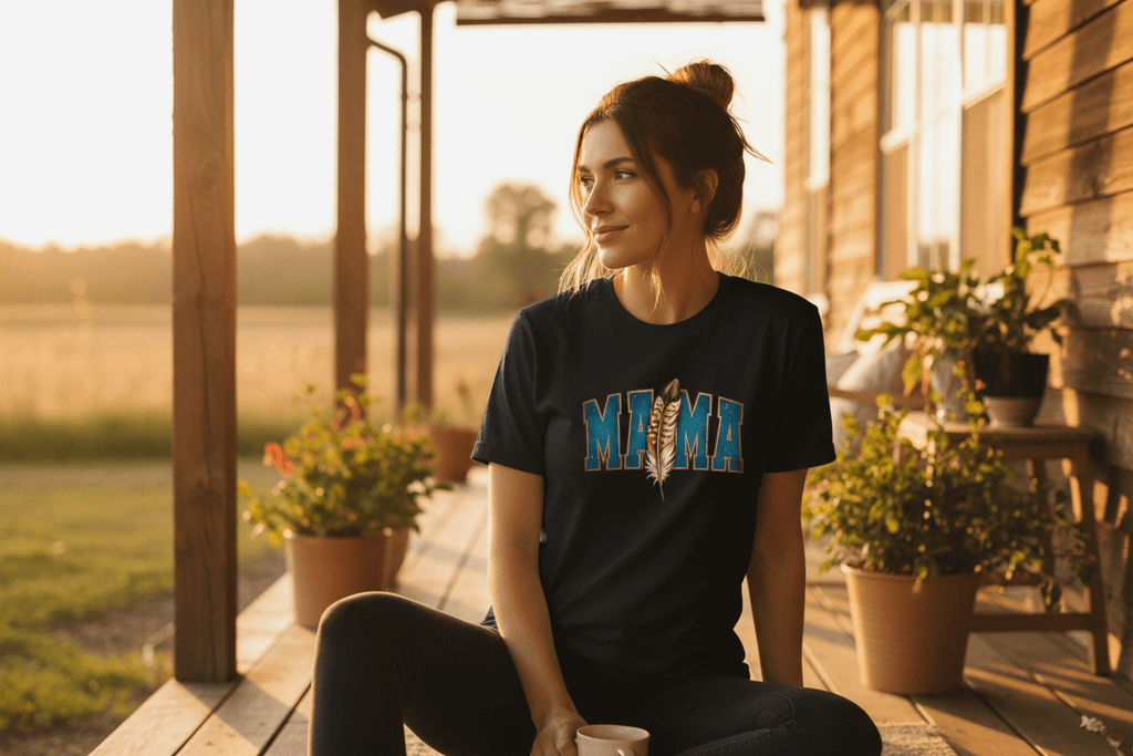 Mama Feather T-Shirt – Rustic Boho Mom Shirt, Mother's Day GiftEmber Spirit Apparel