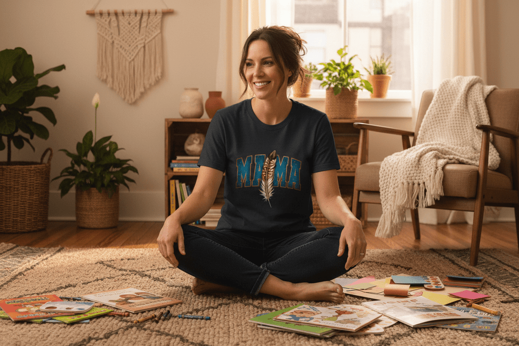 Mama Feather T-Shirt – Rustic Boho Mom Shirt, Mother's Day GiftEmber Spirit Apparel