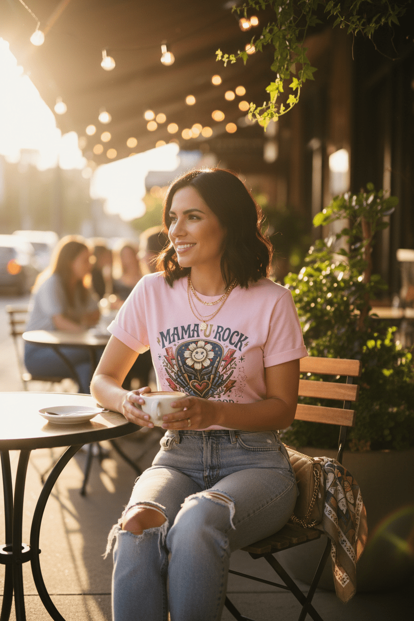 Mama U Rock T-Shirt — Vintage Flower Heart Graphic Tee for MomsEmber Spirit Apparel