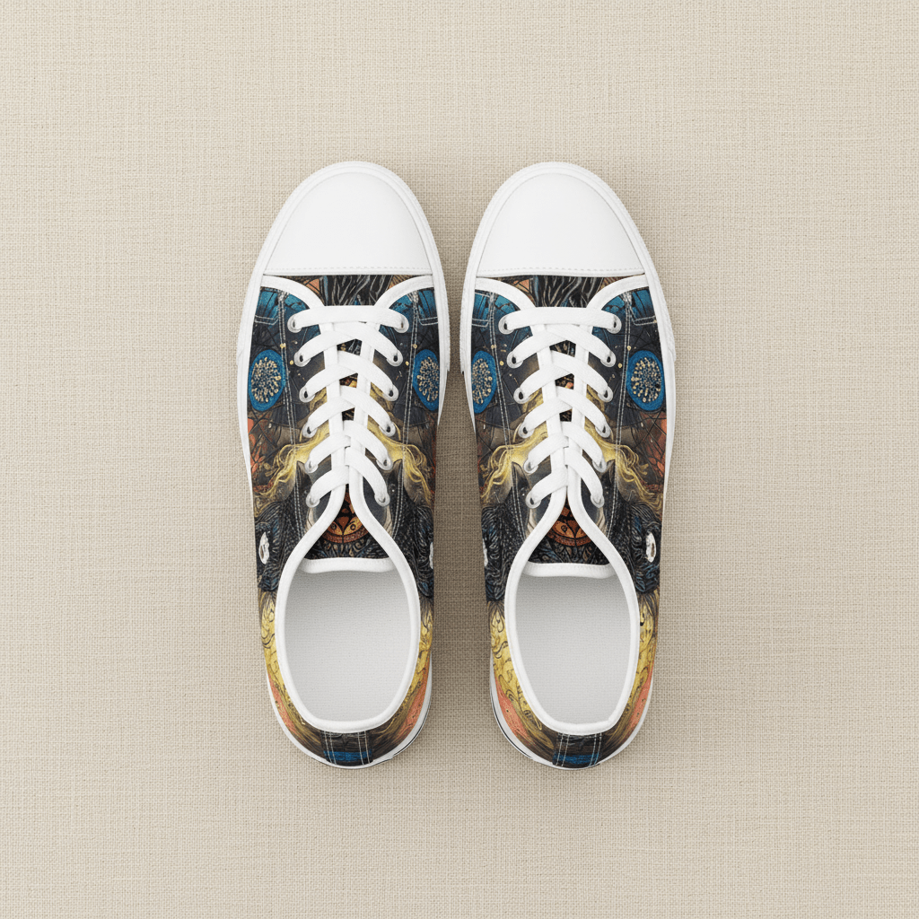 Medicine of the Raven Low Top Sneakers — Spirit Roots, Water & Sky DesignEmber Spirit Apparel